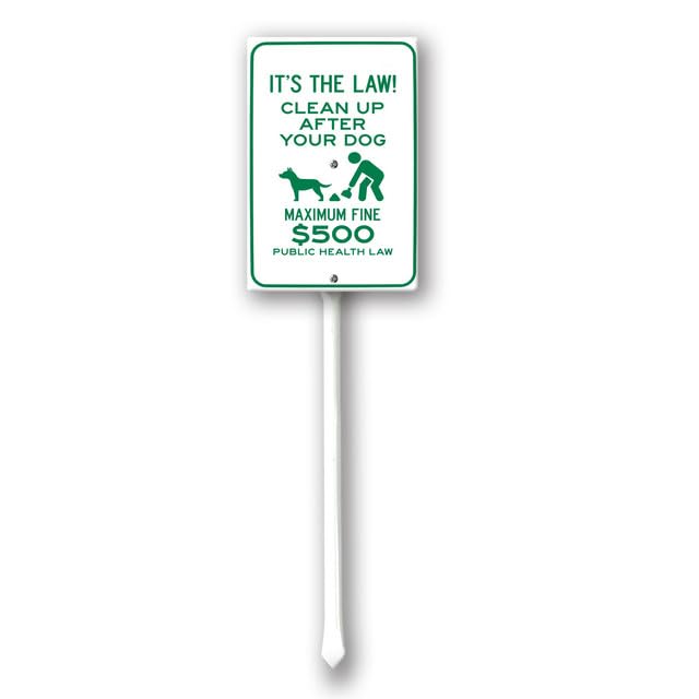 Uptell Yard Signs, It s The Law Clean Up After Your Dog Maximum Fine 500 Public Health Law Yard Door Metal Aluminum Sign With Stake Outdoor for House/