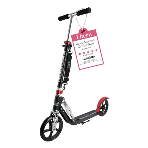 HUDORA Scooter BigWheel 205 - Rodillo de Aluminio Estable - Patinete Urbano Ajustable y Plegable con Soporte - Patín Deportivo para niños y Adultos hasta 100kg - Stars
