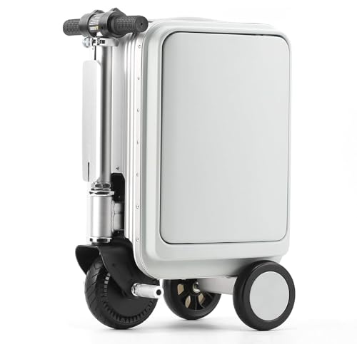 Electric Scooter Suitcase,Lightweight Luggage Scooter for Travel,Smart Rideable Suitcase with TSA Lock,USB Charging,20L Silver