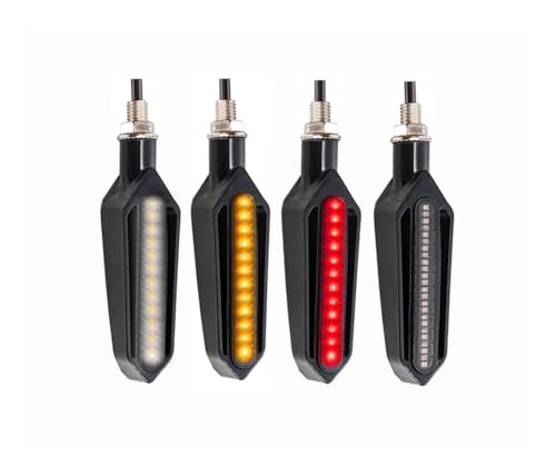 Clignotant moto 24 LED orange vif avec feux de jour blancs et freinage rouges 10mm