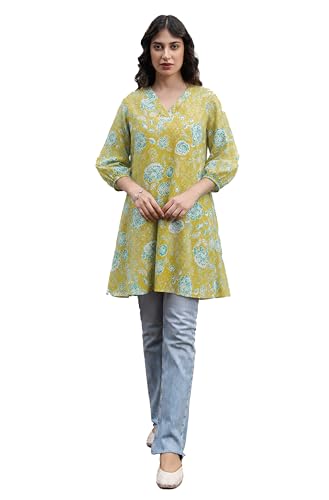 Image of Janasya Women's Georgette Floral Regular Tunic