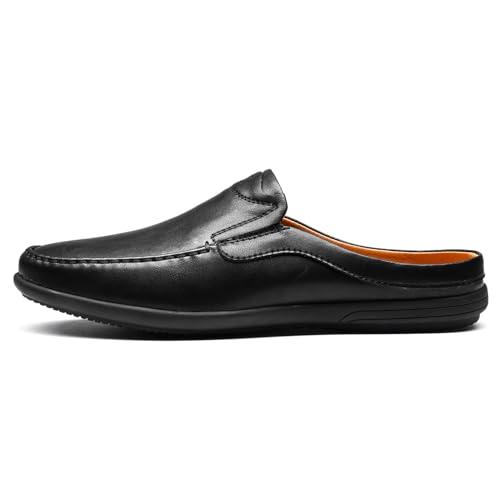 Luodenglang Men’S Slip-On Loafers Handmade Leather Slippers Breathable Comfortable Soft Hand Stitched No-Heel Casual Shoes For Men Black 45 M 10.5 thumb #6