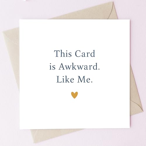 TEEMI-Funny Awkward Card – “This Card is Awkward. Like Me.” – Quirky Relationship, Friend or Crush Greeting – Blank Inside + Free DIY Stickers