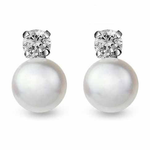 8 - 9 mm perla d' acqua dolce e diamante orecchini...