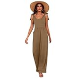 Women's Wide Leg Pants Elastic High Waisted Waffle Knit Work Palazzo Pants Business Casual Trousers with Pockets Khaki