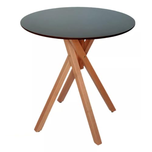 Mesa de Jantar Redonda de Madeira de 90cm (Preta)