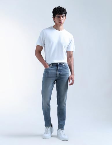 Image of Flying Machine Men's Relaxed Tapered Fit Jeans| Solid | Mid Rise | Stretchable | Jeans for Man