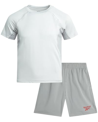 Reebok Boys Athletic Shorts Set - 2 Piece Summer Clothes Outfit with Graphic Tee and Gym Shorts with Inner Compression Lining