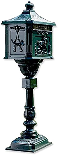 TESHYWall Letter Boxes for Outside Heavy Duty Free Standing Mailbox, Outdoor Rust And Weather Proof Mailbox Home Decorative Post Mailbox With 2 Keys, Cast Aluminum Vertical Pedestal