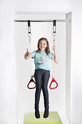 Dreamgym Doorway Swing For Kids Indoor - Trapeze Bar And Green Gymnastic Rings Combo #TOP5