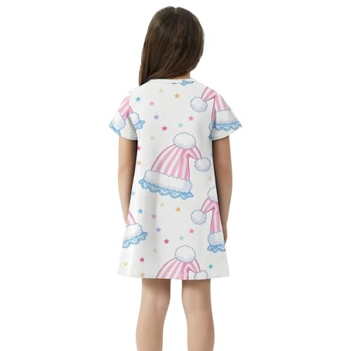 Vestidos casuales para verano con sombrero azul para niñas de 2 a 8 años 4