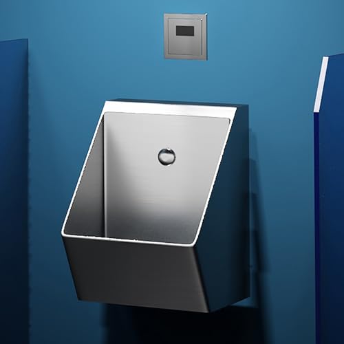 ステンレス製壁掛け小便器 オーバーフロー防止小便器 バー用小便器 ステンレス製小便器 家庭用、ホテル、バー、空港用(Silver)