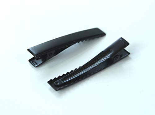 Pinza para el cabello para bricolaje (pinzas planas de cocodrilo negras de 46 mm) miniatura 2