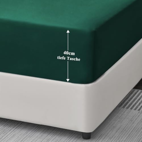 Aisbo Spannbettlaken 160x200cm Bettlaken Boxspringbett - Bett Laken Dunkelgrün 160x200 aus Premium Mikrofaser… – Ansicht 6