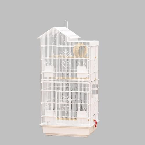 jqgksb鳥かご 大型高級ケージ レベル3 インコ オウムの鳥小屋、複数のペット用、 鳥かご インコ 持ち運び 鳥 鳥小屋 引き出し式トレイ セキセイインコ オカメインコ ボタンインコ (シングルケージ+7点セット,ホワイト)