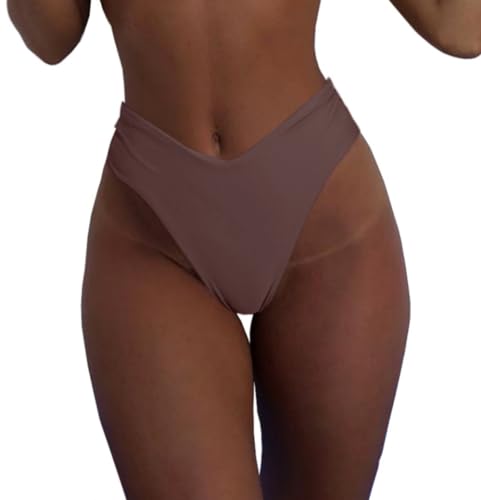 Image of geluboao Women's Bikini Bottom Sexy V Cut High Cut Swimsuit High Waisted Bathing Suit Bottoms