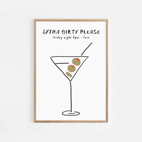Extra Dirty Please Wall Art, Dirty Poster, Retro Cocktail Print Bar Cart Wall Art Modern Kitchen Decor Retro Drink Poster Extra Please Decor Print Cocktail Bar Cdecor Modern Kitchen Drink,61