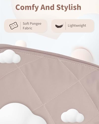 Ceneda Puffy Padded Makeup Bag Travel Toiletry Bag Quilted Makeup Pouch Organizer Bag Cosmetic Bag for Women (Beige)4