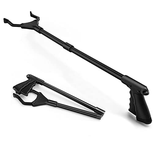 [NEW VERSION] Reacher Grabber Pickup Tool, 32" Long Grabber Tool, Trash Picker Grabber for Elderly Grab It Reaching Tool, Garbage Picker Upper Grabber, Litter Pick Up Grab Tool, Claw Grabber Stick (Black)