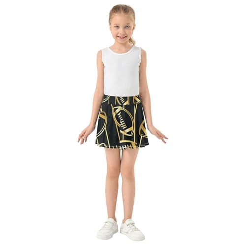 Joisal Cute Girls Skorts Athletic Shorts Skirts with Shorts Girl Skort Gold American Footballs 4t3