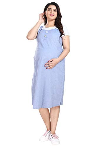 Image of MAMMA'S MATERNITY Women's Cotton Maternity /Pregnancy /Easy Breastfeeding /Feeding /Western Dress with Zippers for Nursing Pre and Post Pregnancy