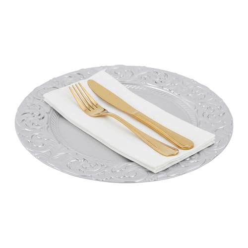 50 platos decorativos redondos de plástico 13 pulg. miniatura 1