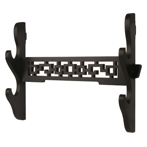 QLQWDNDY Katana Wall Mount Samurai Sword Display Hanger Lightsaber Holder, Wood Flute Stand Martial Arts Weapon Stand Cosplay Rack Wall Mount (Black, 2-tier)