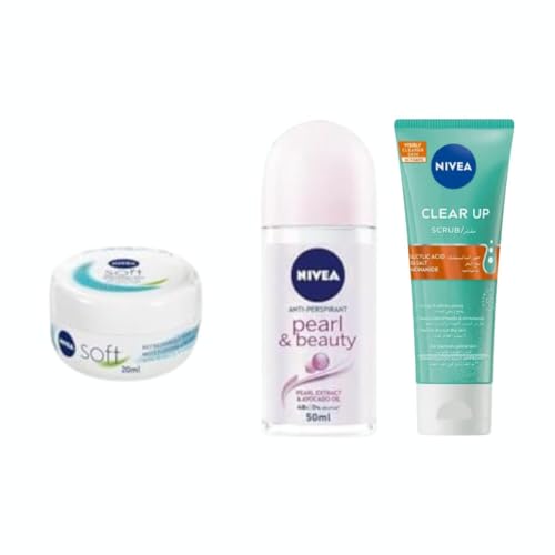 NIVEA Girls Got Game: Face Wash Cleanser Clear up 50ml + Face Sheet Mask Purifying Urban Skin Antiperspirant Pearl & Beauty Roll-on 50ml + Moisturizing Cream Soft 2x20 ml