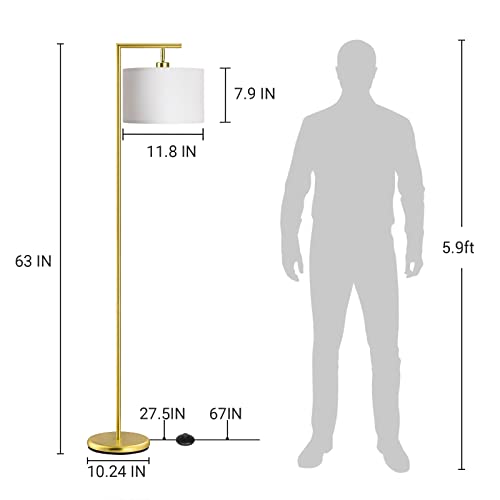 Edishine Gold Arched Floor Lamp, Corner Standing Lamp With Adjustable Linen Shade, Modern Arc Reading Light For Bedroom, Living Room, Office, 63" (Gold) #TOP6