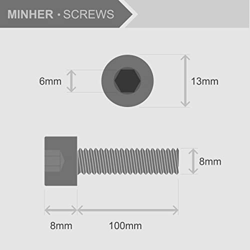 M8 x 100 mm 8 Pieces Hex Socket Screw and Nut Combination Box Cylinder Screws with Hex Socket 12.9 Degree Carbon Steel - Image 2