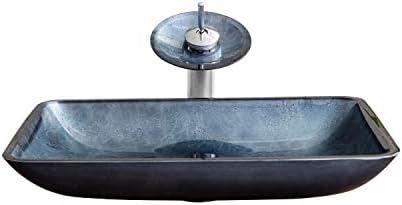 Shower Set Bathroom Vessel Sink Tempered Glass Vessel Sink Artistic Vessel Sink Vanity Counter Top Installation Bathroom Vanity Sinks with Faucet and Pop Up Drain (Size : 56x36x11cm)