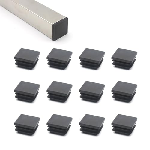 Image of Square Plastic Plug,12 Pack Square Plastic Hole Plugs Inserts, End Caps for Metal Tubing Glide Protection from Chair Legs and Other Furniture(Black,1.25 inch /32mm)