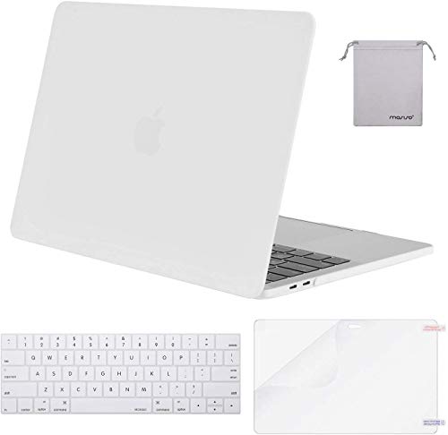MOSISO Plastic Hard Case & Keyboard Cover & Screen Protector & Storage Bag Compatible Newest MacBook Pro 13 Inch, Pure White