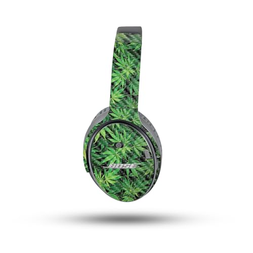 Image of MightySkins Carbon Fiber Skin Compatible with Bose QuietComfort 35 II Headphones - Weed | Protective, Durable Textured Carbon Fiber Finish | Easy to Apply, Remove, and Change Styles