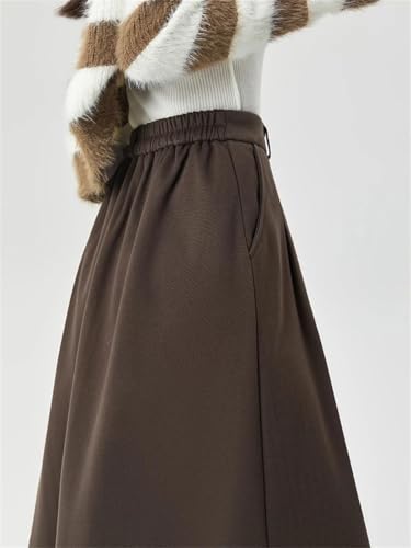 Women Warmth Thicken High Waist Winter Long Skirt Loose Solid A-Line Office3
