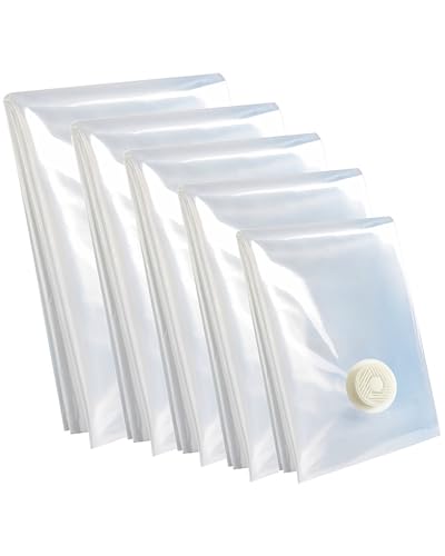 5 Pack Vacuum Storage Bags YQBOOM Space Saver Bags Set No Pump Needed Extra Large Vacuum Sealer Bags for Bedding, Clothes, Pillow, Blankets Travel Accessories