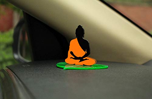 Image of U & U UNIQUE UTILITIES Buddha Car Dashboard Idol | Buddha Ji for Car Dashboard | Acrylic Double Sided Car Interior Decor Accessories | Budha Car Statue (3.5 Inch, Orange)