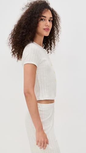 Leset Women's Pointelle Short Sleeve Cardigan4