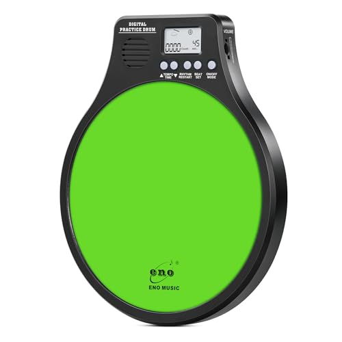 ENO MUSIC Beginner Rubber Drum Practice Pad with Audible Metronome 2 in 1 Percussionists Rhythm...