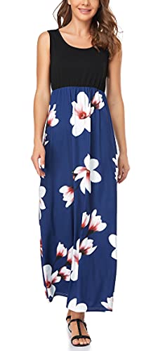 Image of Lacavocor Womens Summer Maxi Dress Tank Top Sleeveless Long Dresses