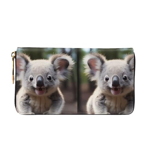 Cute Koala Women's Wallet Long Zip Around, Premium Vegan Leather Wallet with 12 Card Holders, Large Capacity,Gift Ready Packaging2