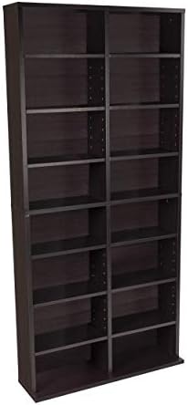Atlantic Oskar Adjustable Media Cabinet - Holds 464 CDs, 228 DVDs or 276 Blu-rays, 12 Adjustable and 4 fixed shelves PN in Espresso