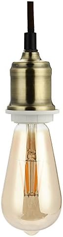 JIAHUA Braided Flex Lamp Holder, Suspended Pendant Light Fitting E27 Lamp Holder Ceiling Rose-Antique Brass