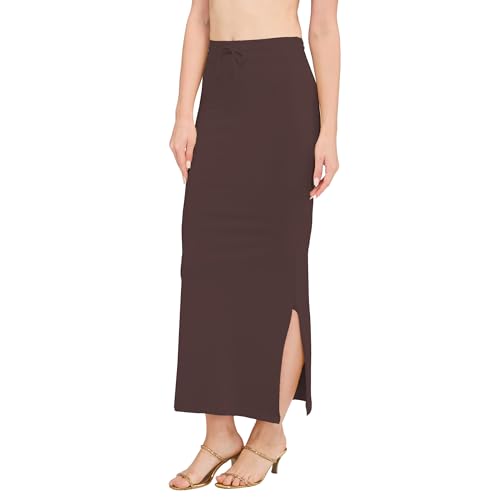 Image of DESI GIRL Cotton Lycra Stretchable Saree Shapewear Petticoat with Drawstring for Women | Fishcut Saree Petticoat with Side Slit for Easy Movement | Saree Shaper | Long inskirt