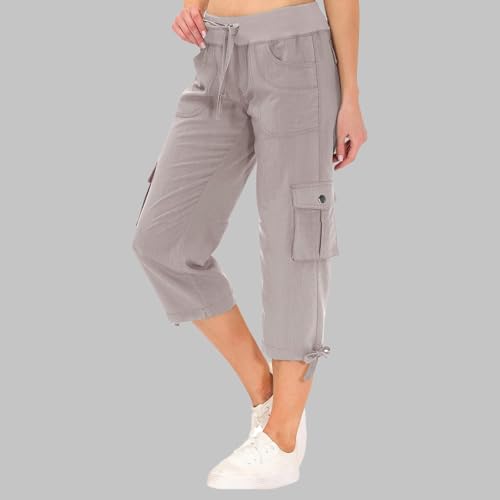 Pantalon cargo d'été léger pour éviter la chaleur avec style capri uni - 2