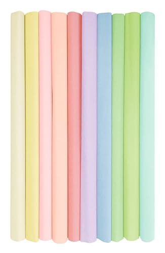 Interdruk - Rollos de papel crepé para niños, bricolaje y decoraciones - Paquete de 10 rollos (50 cm x 200 cm, 28 g/m2) - colores pastel