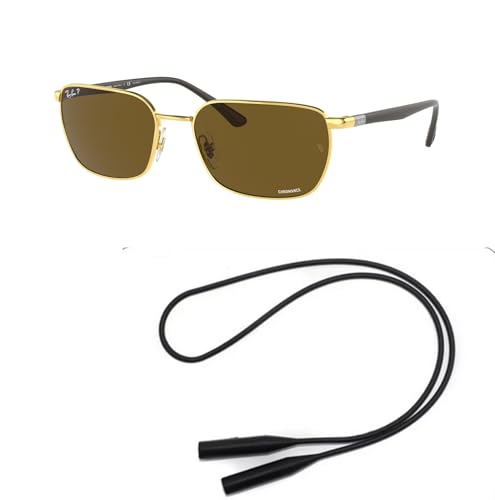Ray-Ban RB3684CH Sunglasses Bundle: RB 3684CH 001/AN Arista Polar Brown and Universal Anti-slip Silicone Leash2