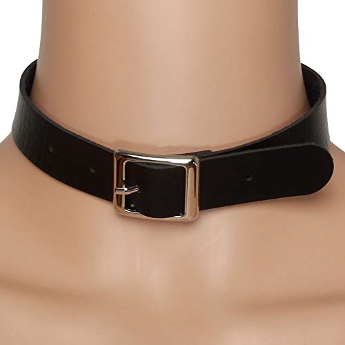 MILAKOO Womens Retro Punk Simple Style Adjustable Leather Buckle Necklace for Biker2