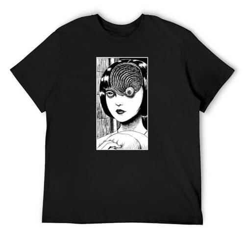 MIAOJUESI Uzumaki Junji Ito Mens Cotton Tshirt Size XXL Black