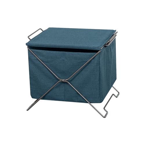 Panier à linge pliable en métal style japonais avec doublure en toile amovible